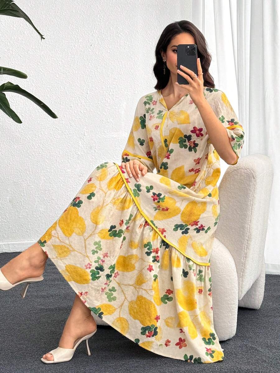 Leah™ | Floral Print Ruffle Dress