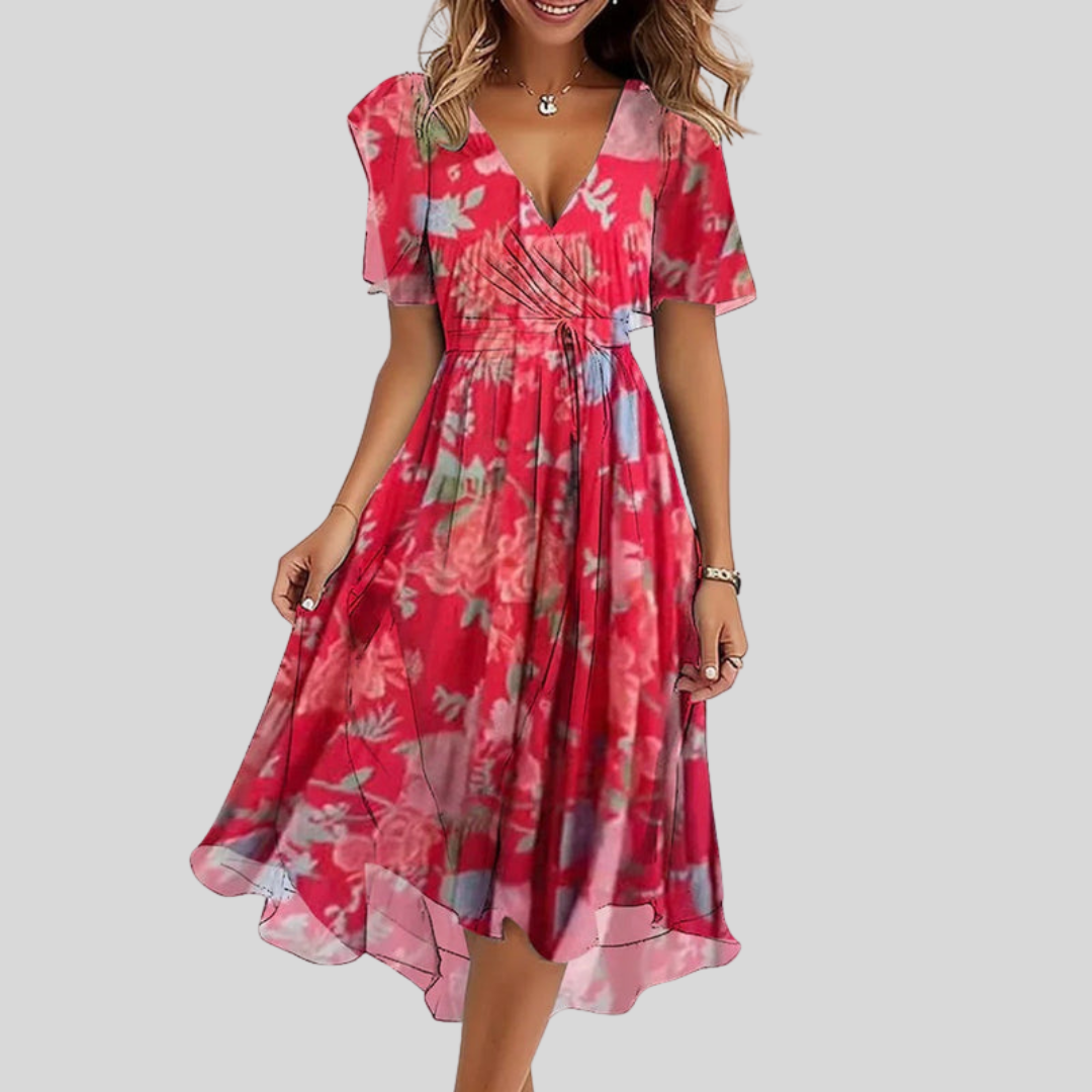 Camille | Elegant Floral Midi Dress