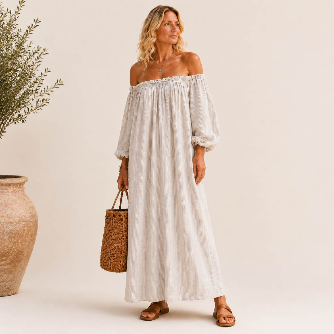 Carmen l Off-shoulder Long-sleeved Maxi Dress