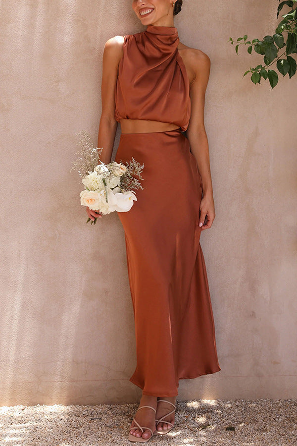 Estefanía – Satin Top and Skirt Set