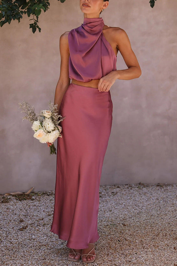 Estefanía – Satin Top and Skirt Set