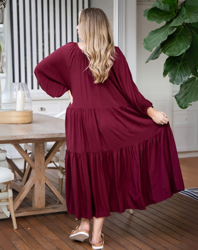 Jackson Midi Dress - Wine