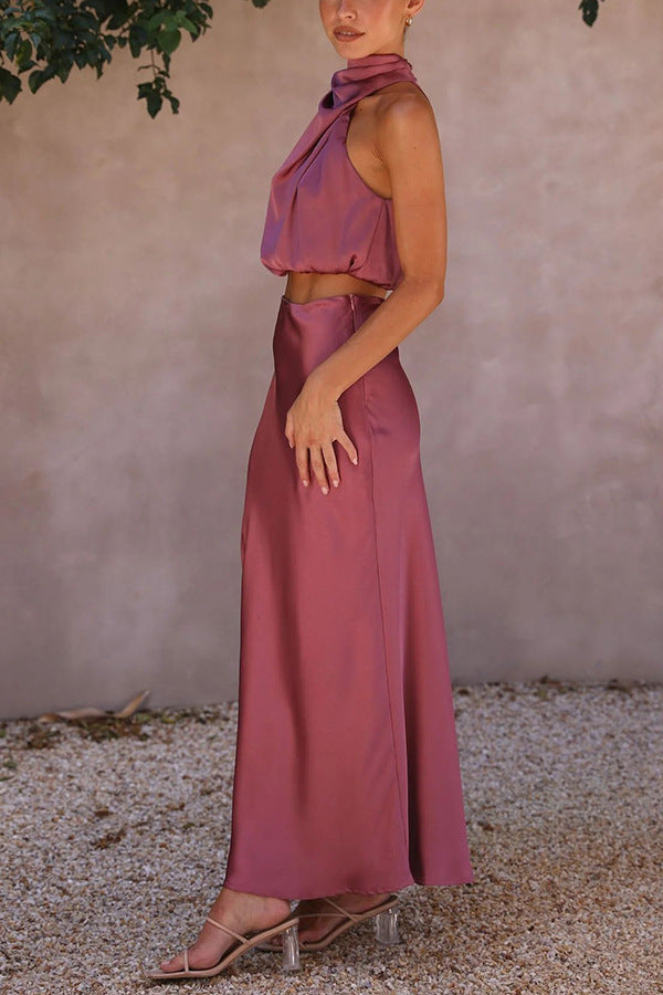 Estefanía – Satin Top and Skirt Set