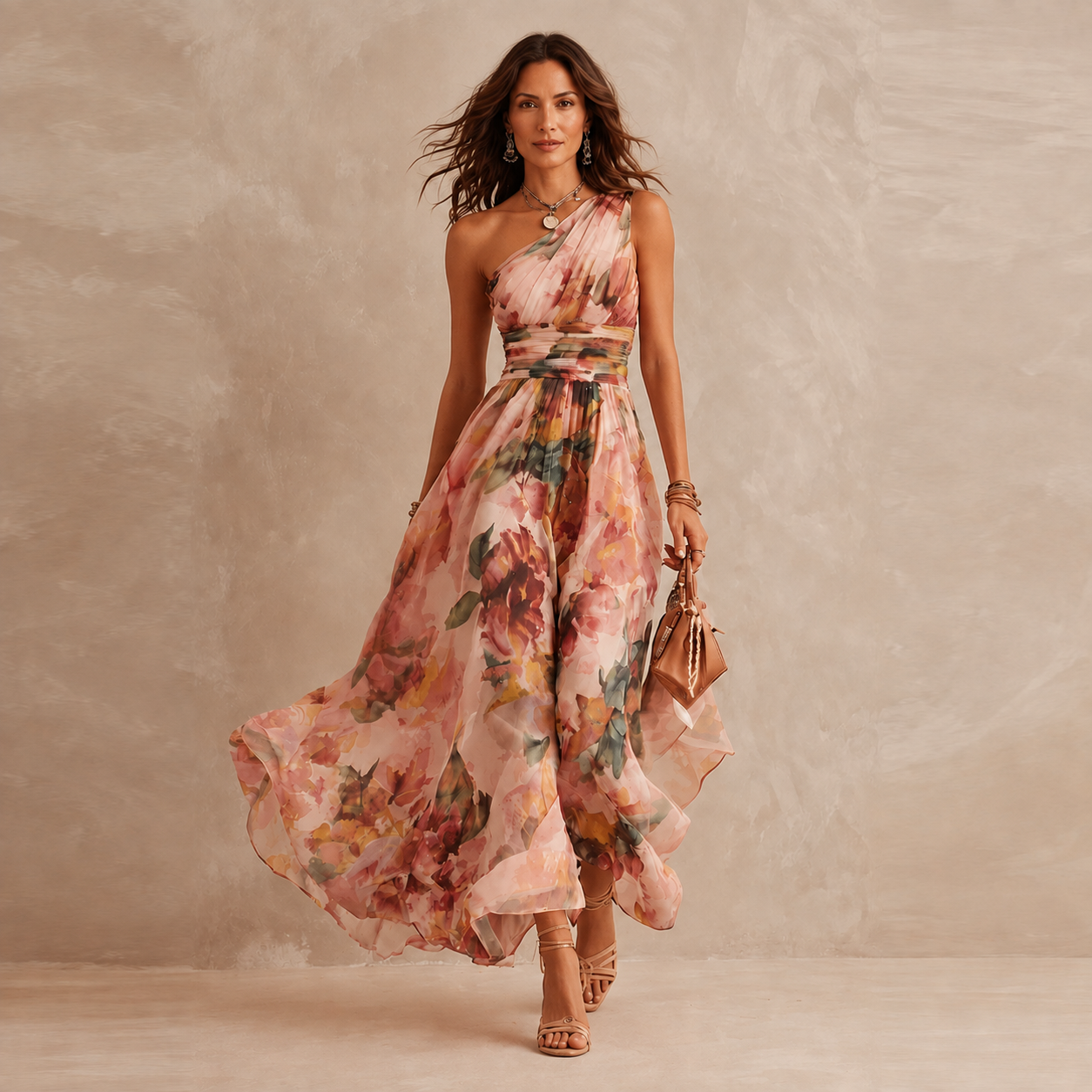 Celeste | One-Shoulder Floral Dress