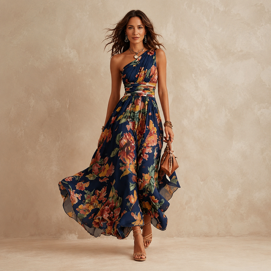 Celeste | One-Shoulder Floral Dress