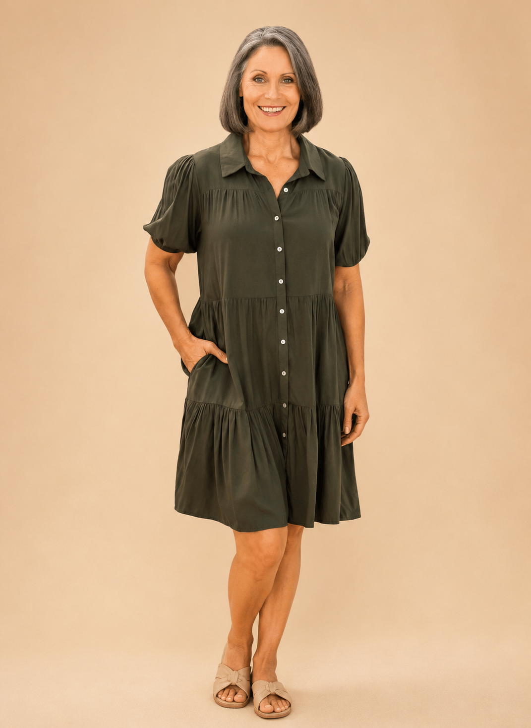 Taylor Shirt Dress - Khaki