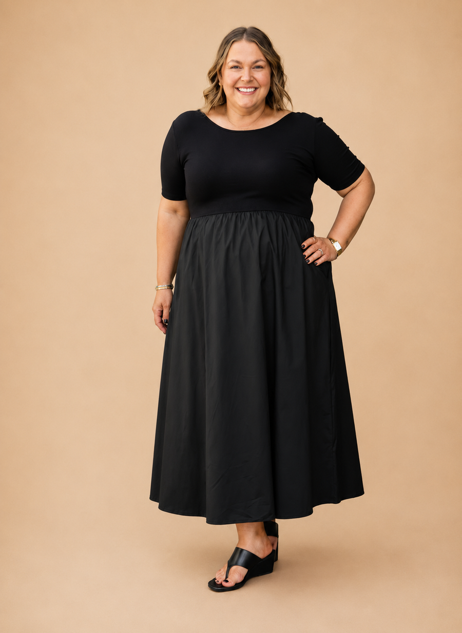 Melissa Midi Dress - Black
