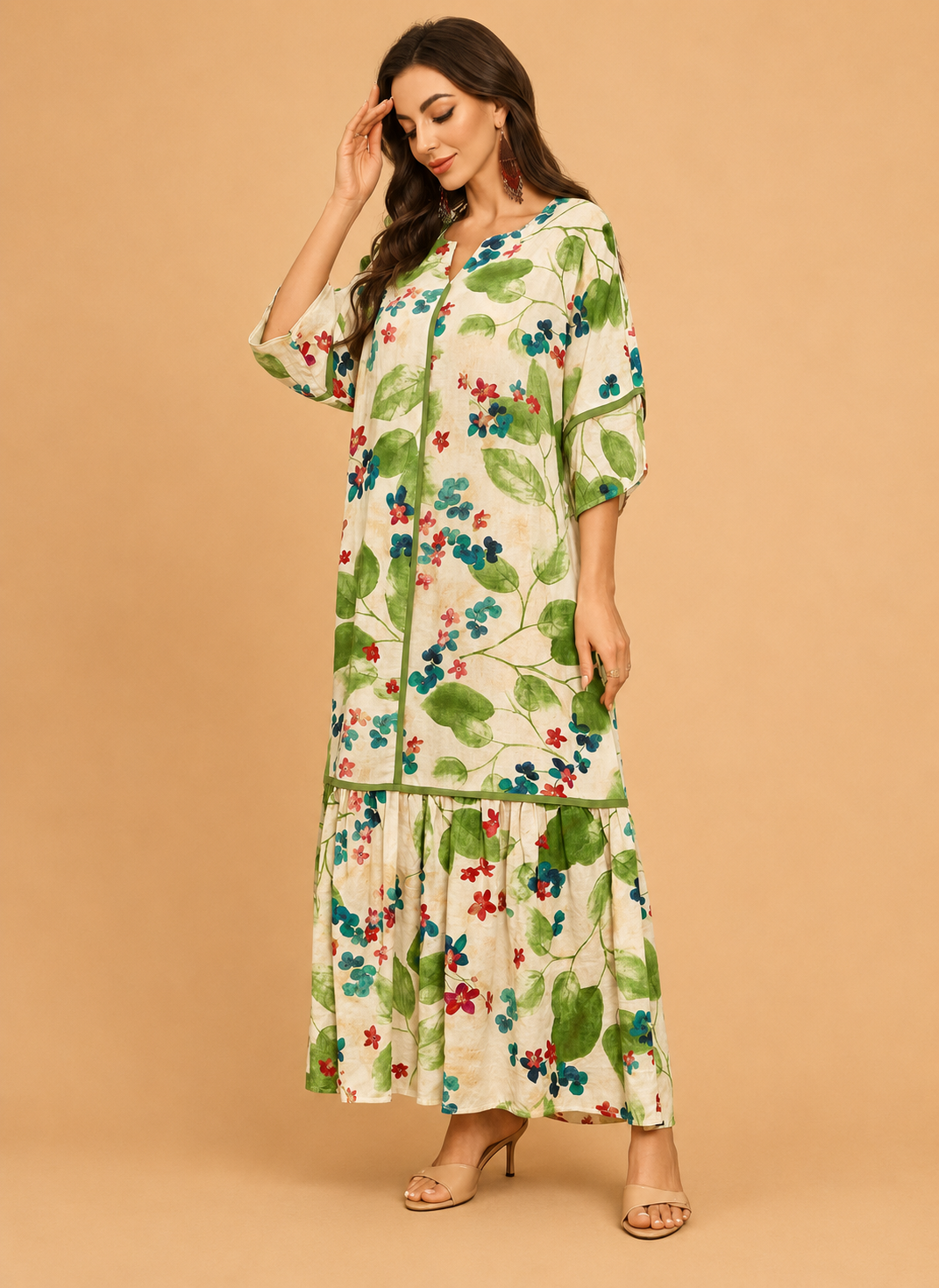 Leah™ | Floral Print Ruffle Dress