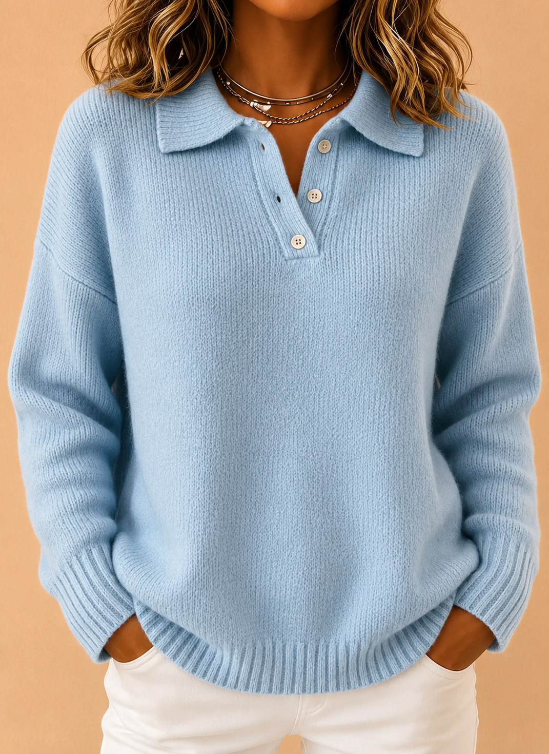 Jovie | V-Neck Polo Sweater
