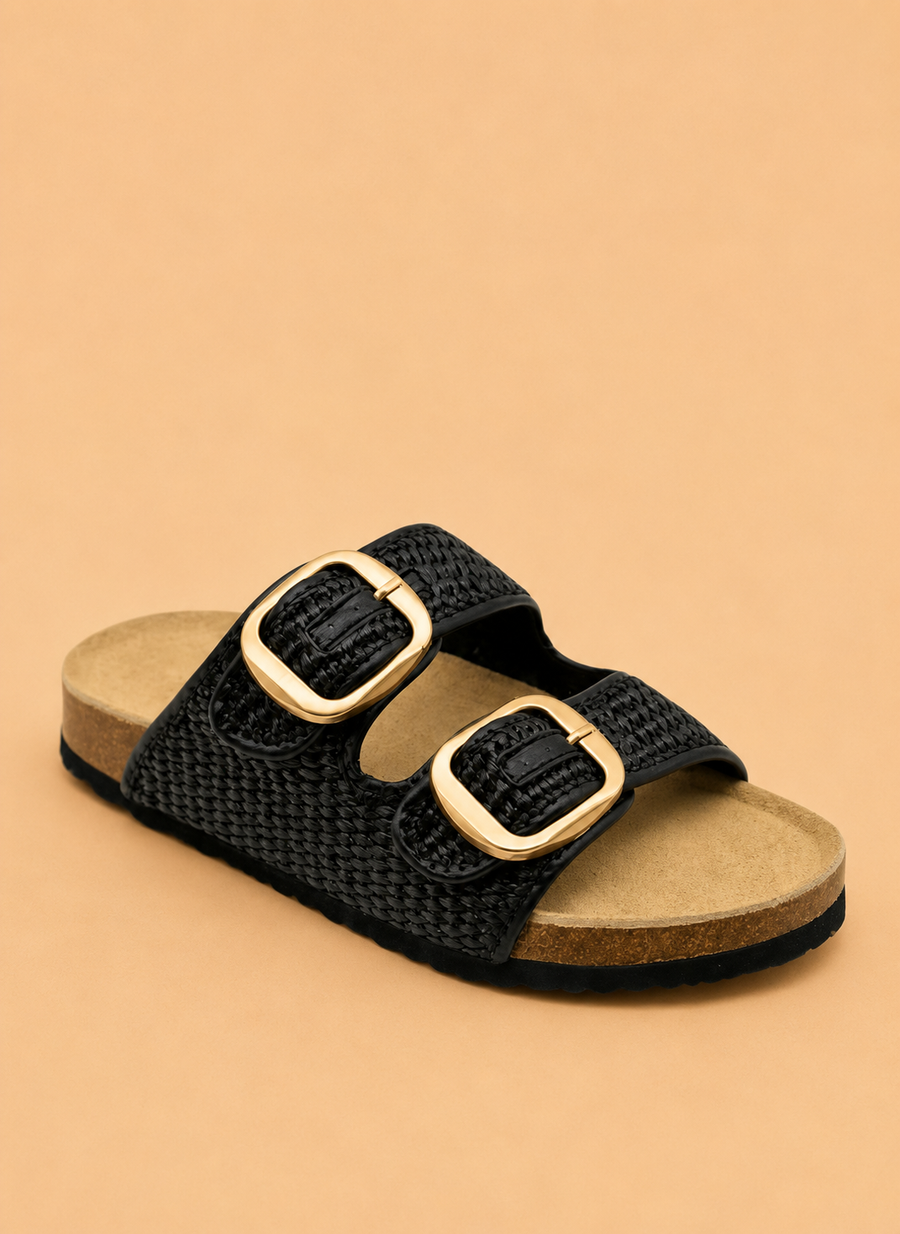 Cammy Sandal - Black Raffia