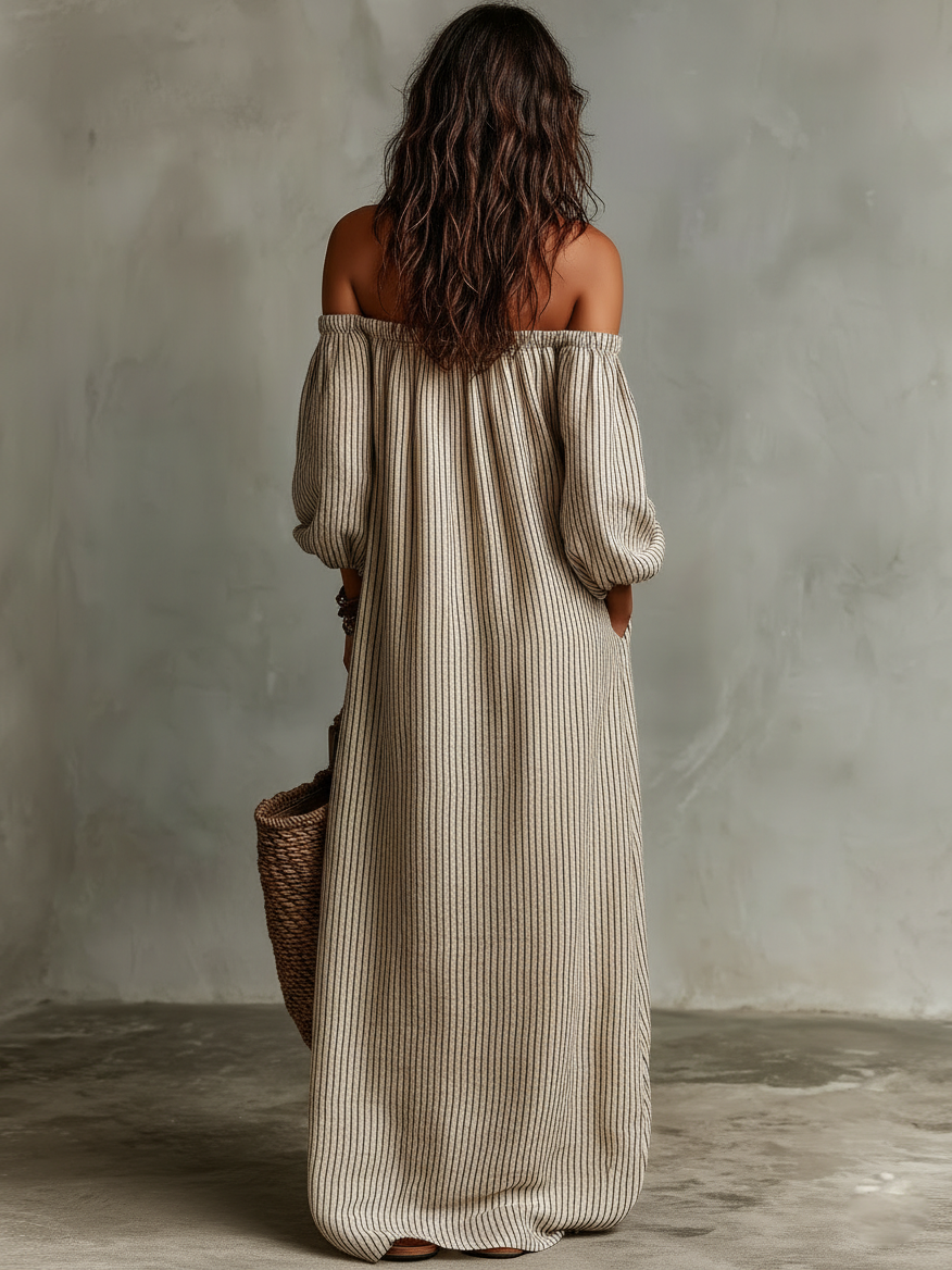 Carmen l Off-shoulder Long-sleeved Maxi Dress