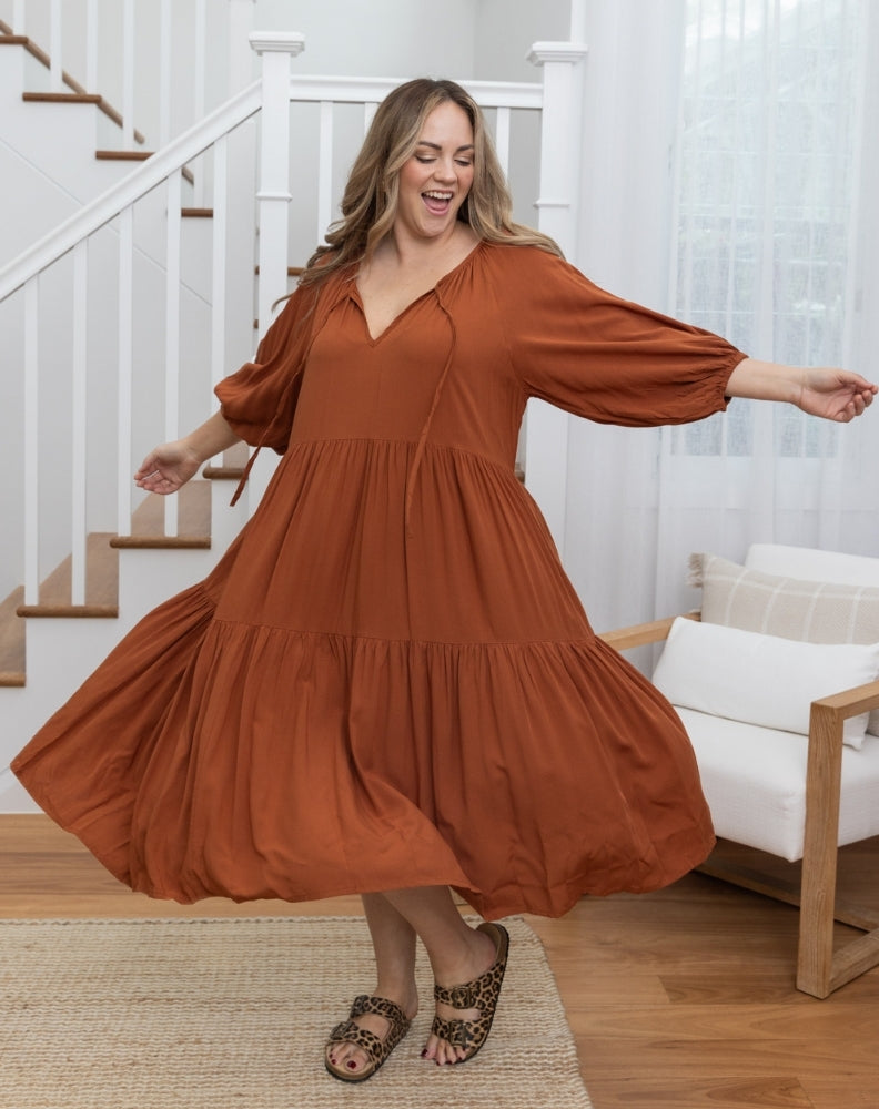 Jackson Midi Dress - Tan