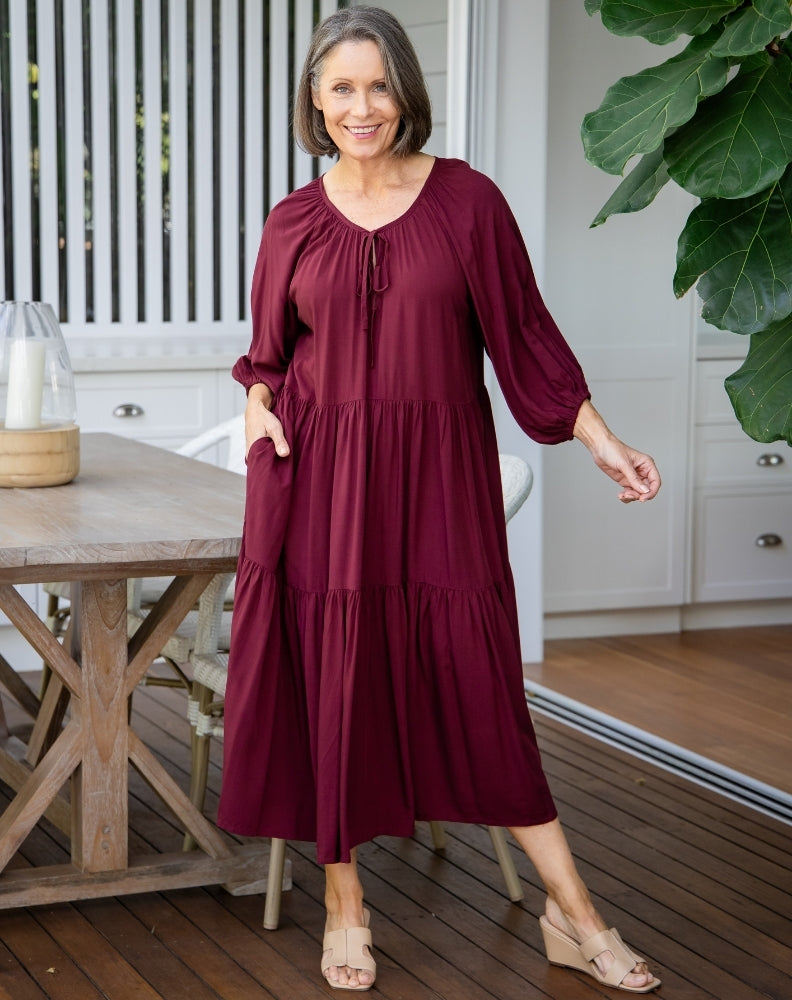 Jackson Midi Dress - Wine