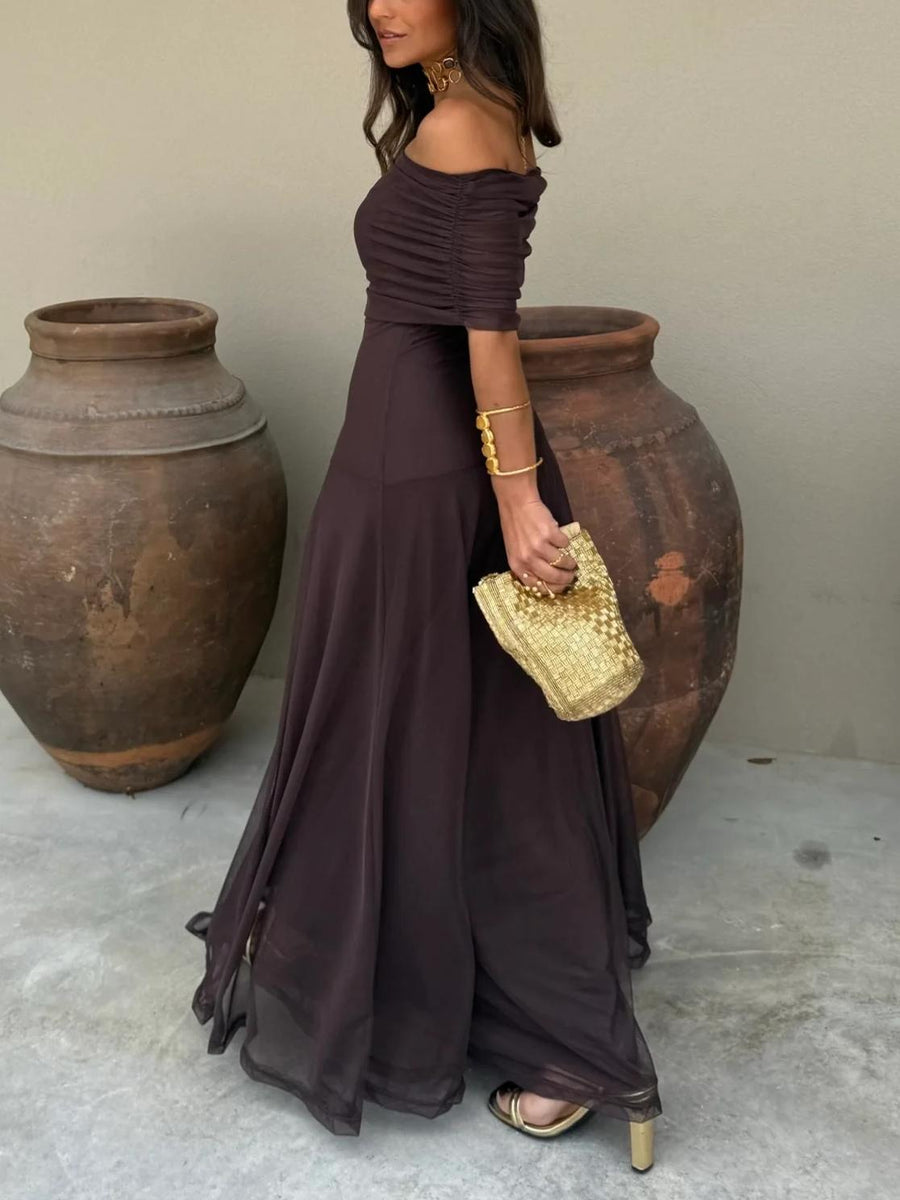 Bruni | Off Shoulder Chiffon Maxi Dress