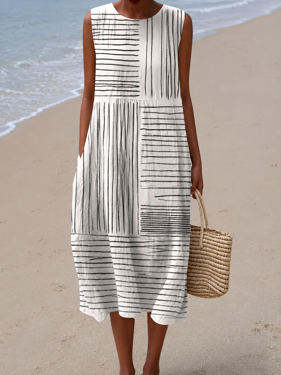 Rina™ Printed Midi Cotton Dress