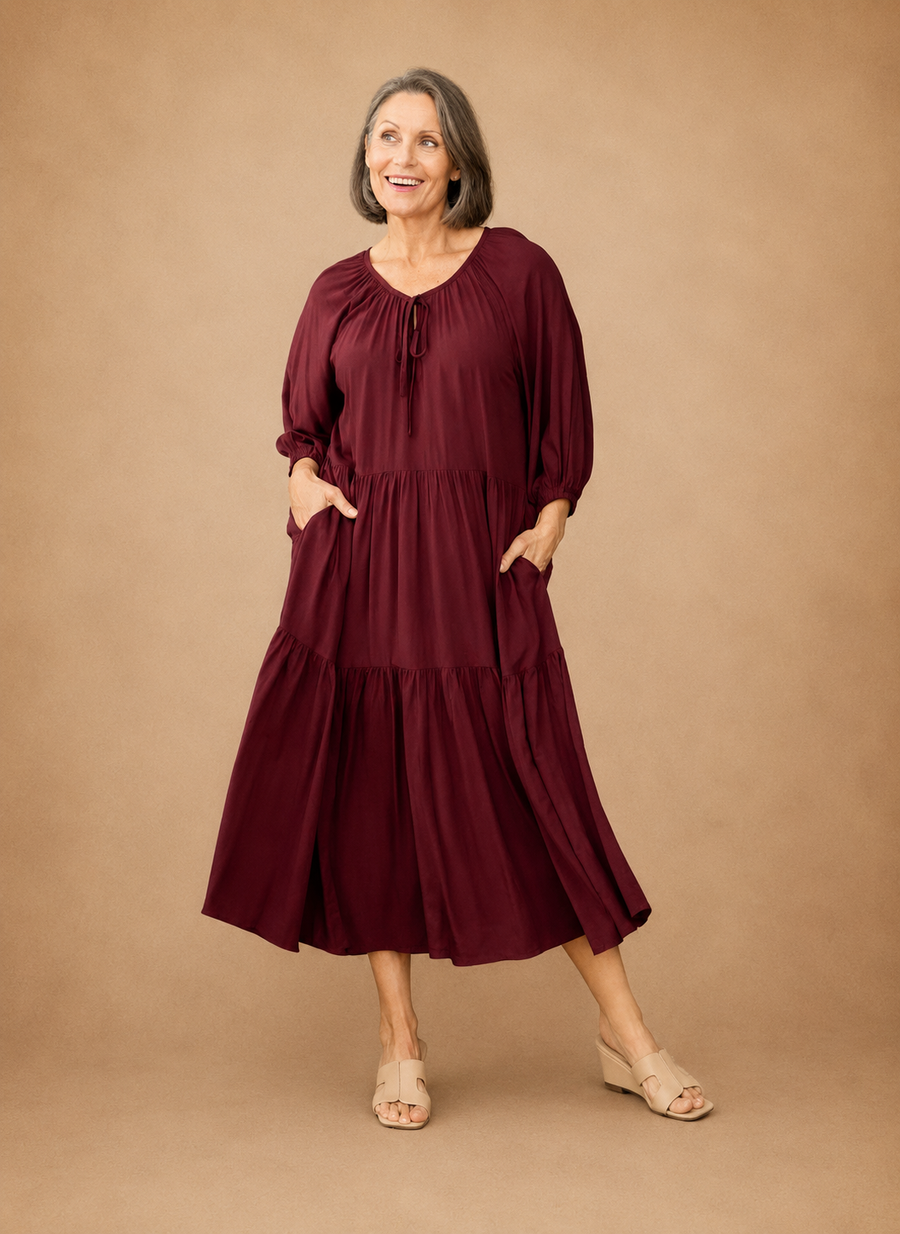 Jackson Midi Dress - Wine