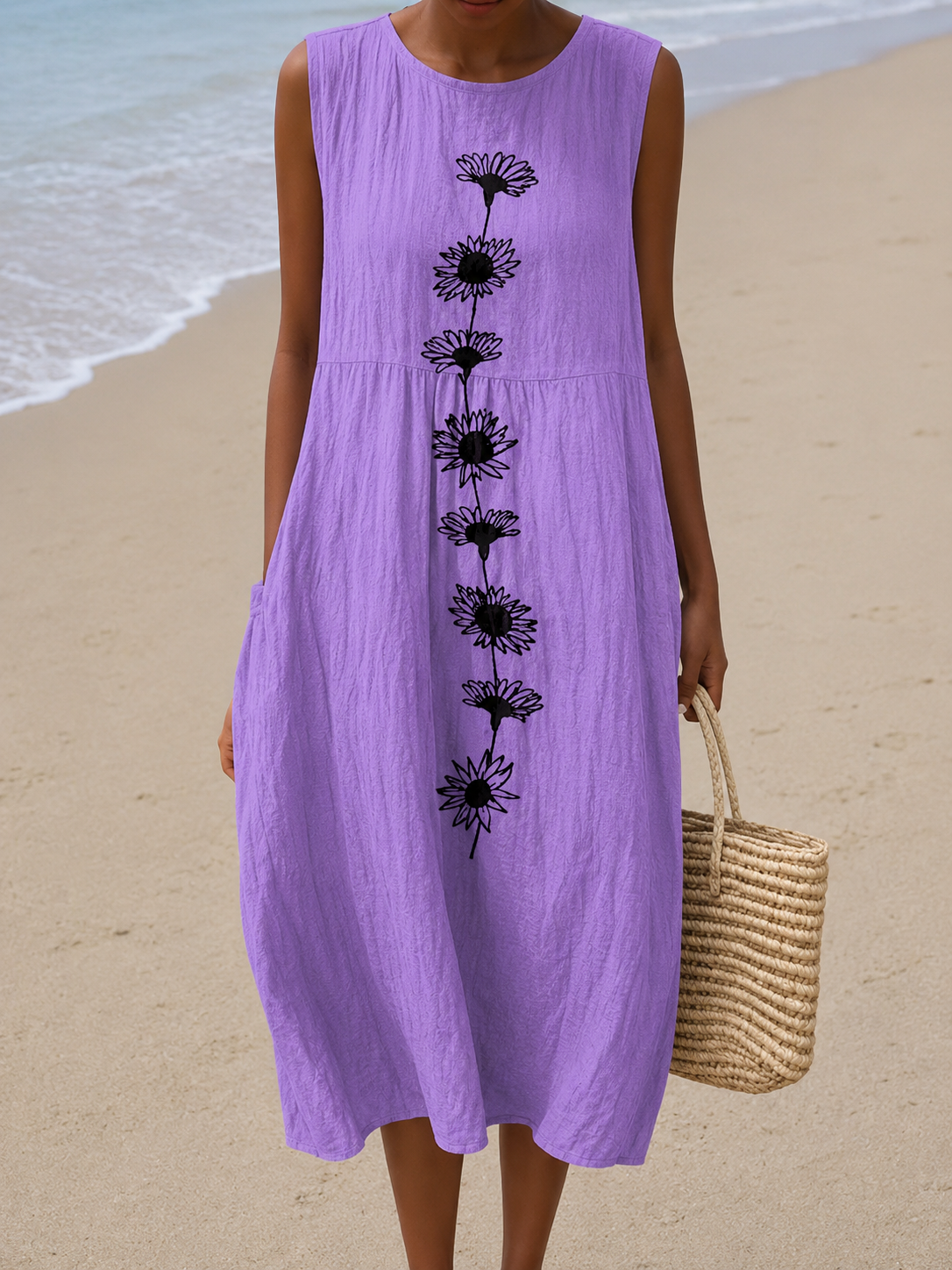 Emma™ Midi Cotton Dress Violet Bloom