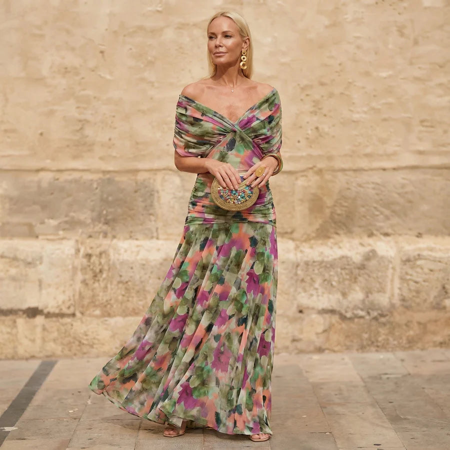 Calendra | Off Shoulder Flow Midi Dress