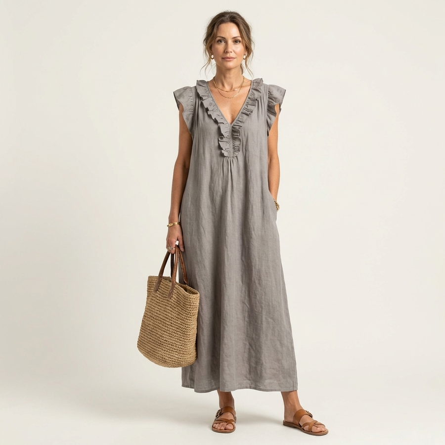 Josette | Ruffle V-Neck Dress