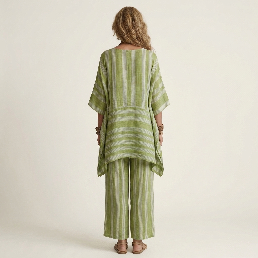 Kiara | Two-Piece Striped Cotton-Linen Blend Set