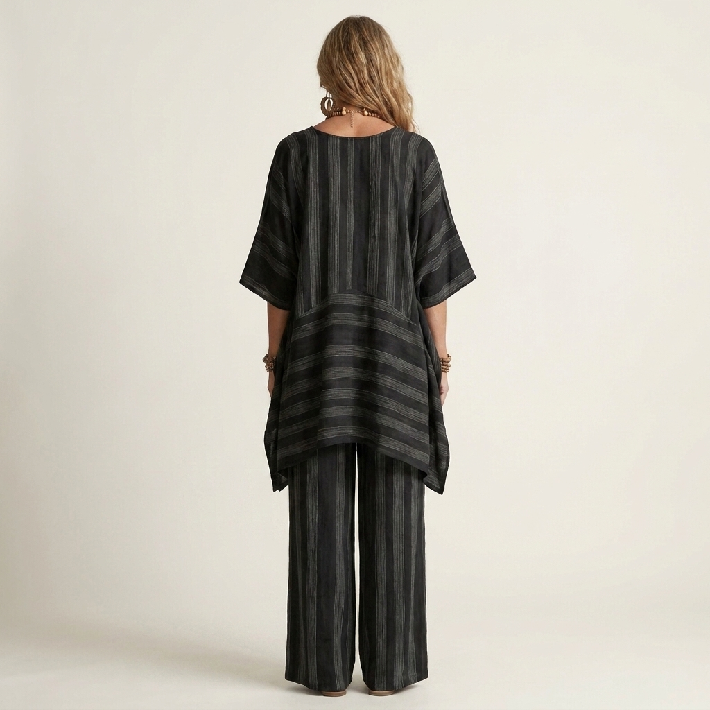 Kiara | Two-Piece Striped Cotton-Linen Blend Set