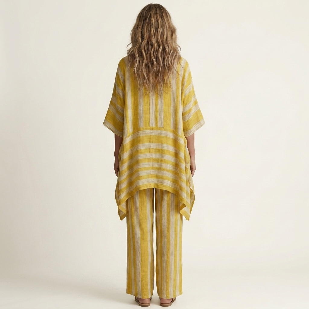Kiara | Two-Piece Striped Cotton-Linen Blend Set