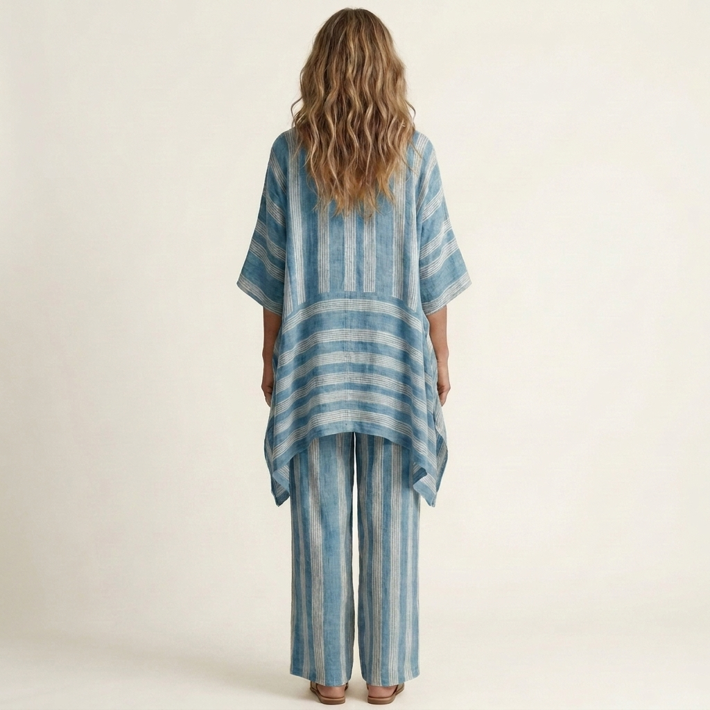Kiara | Two-Piece Striped Cotton-Linen Blend Set