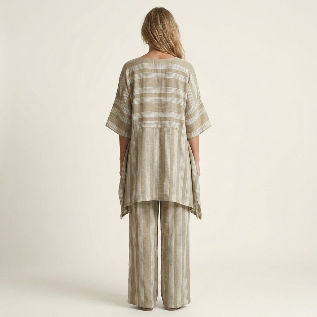 Kiara | Two-Piece Striped Cotton-Linen Blend Set