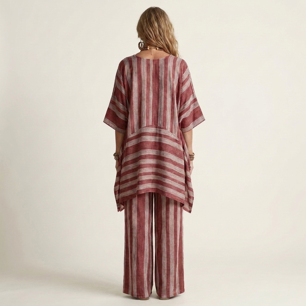 Kiara | Two-Piece Striped Cotton-Linen Blend Set