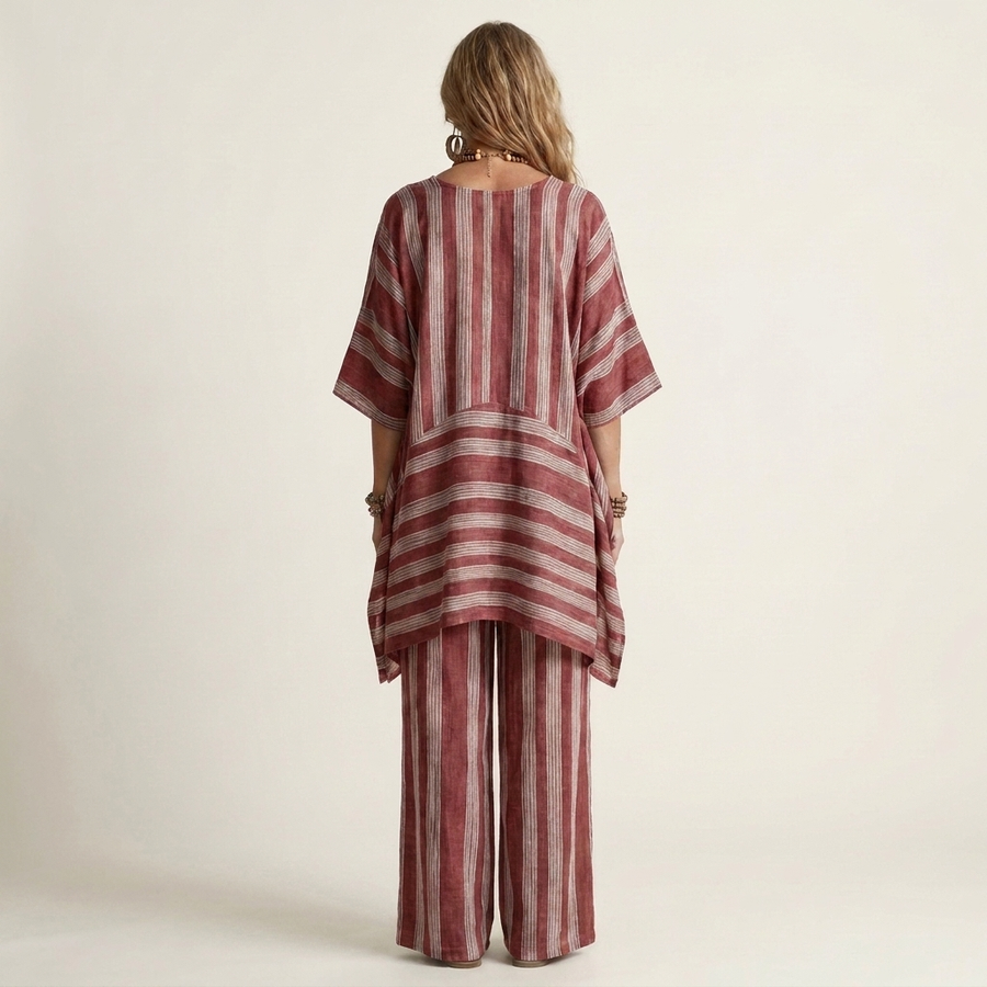 Kiara | Two-Piece Striped Cotton-Linen Blend Set