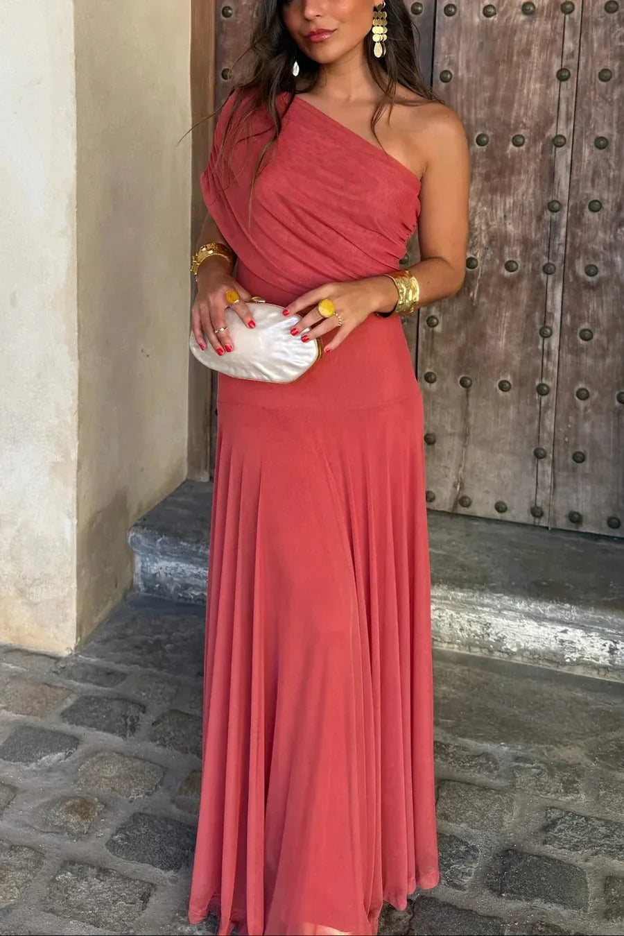 Bruni | Off Shoulder Chiffon Maxi Dress