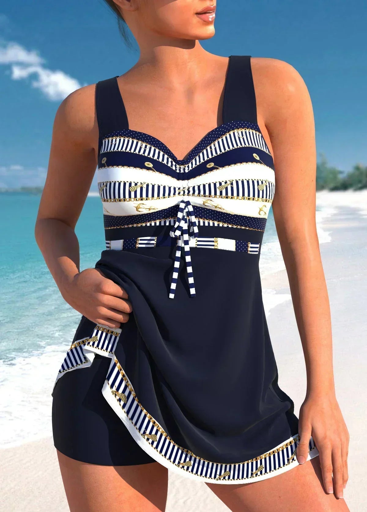 Marbella | Skirted swimsuit that covers the tummy